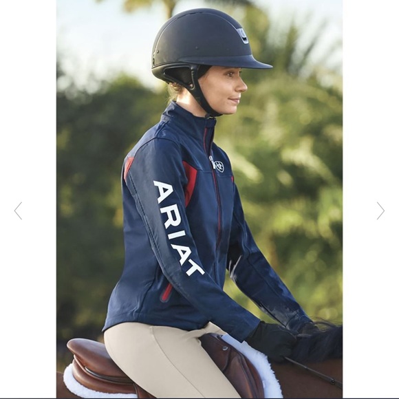 Ariat Softshell Team Riding Jacket - Navy & Red - Picture 8 of 11